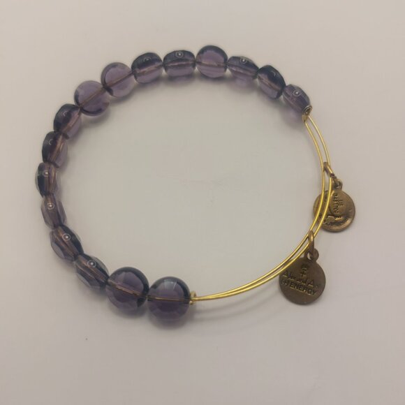 ALEX AND ANI Amethyst Luxe Bracelet Beaded Faceted Bangle Gold Electroplate EUC - Picture 7 of 14